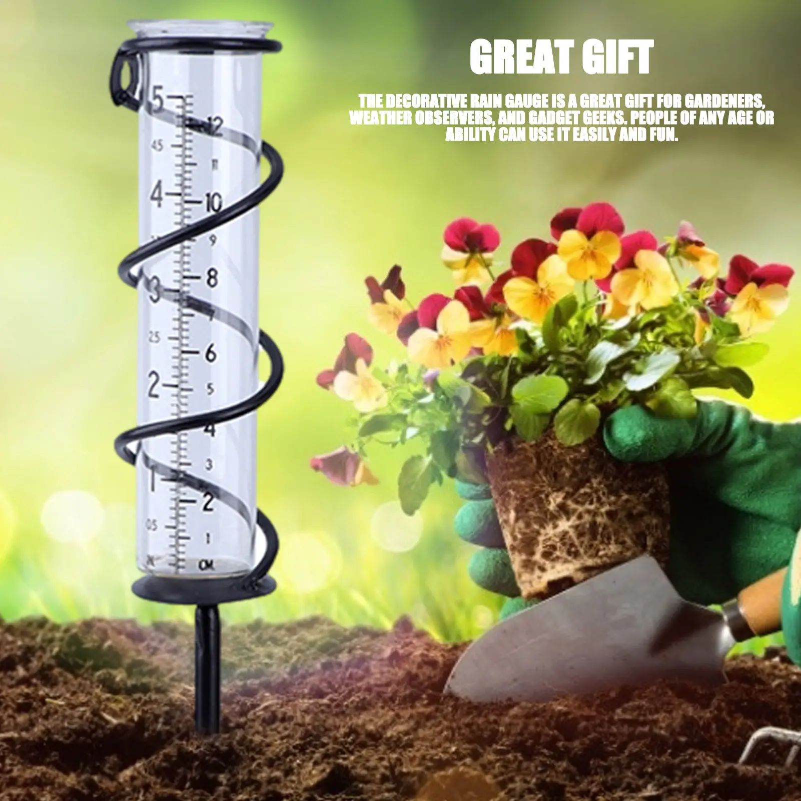 

Spiral Metal Rain Gauge Garden Glass Rain Water Meter Measuring Decor Fences Or Poles Rainwater For Gardeners Weather awesome