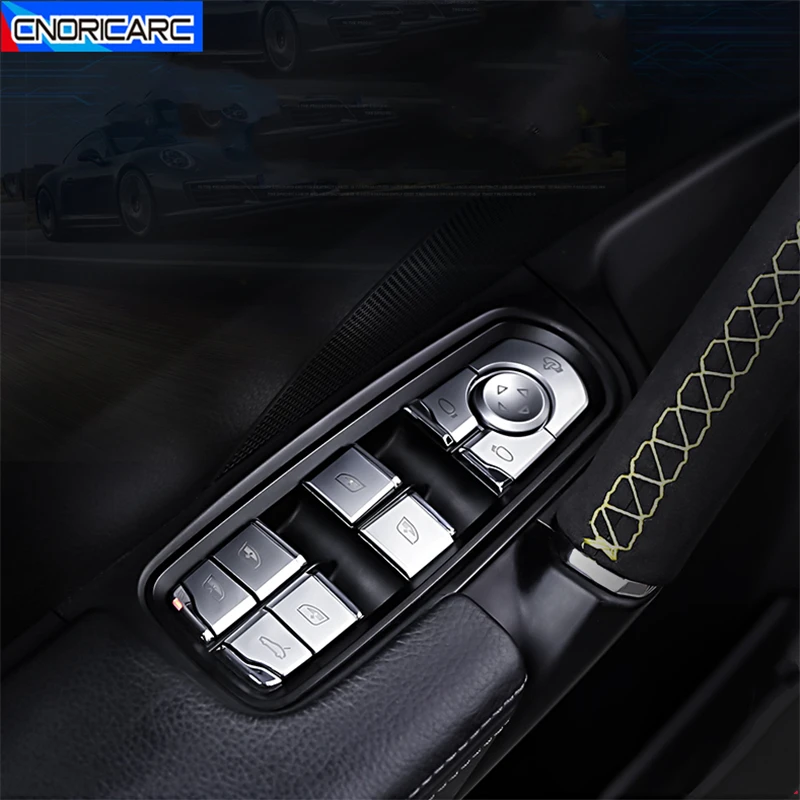 

Car Window Glass Lifting Buttons Sequins Decoration Sticker Trim For Porsche Panamera Cayenne Macan ABS Modified Accessories