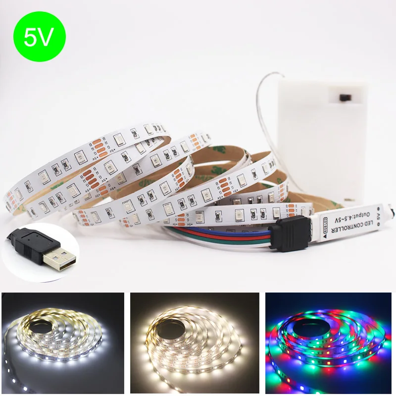 СВЕТОДИОДНАЯ лента SMD 2835 RGB 5 в постоянного тока USB светодиодный светильник гибкая