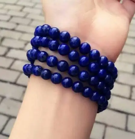 Jewelry Pearl Necklace Natural Lapis Lazuli Royal Blue Gemstone 108 Prayer Beads Bracelet 8mm Free Shipping | Украшения и