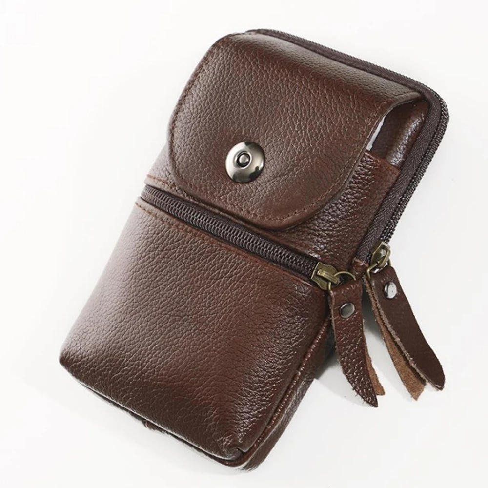 Мужская поясная сумка из натуральной кожи мини-чехол на сотовый/мобильный