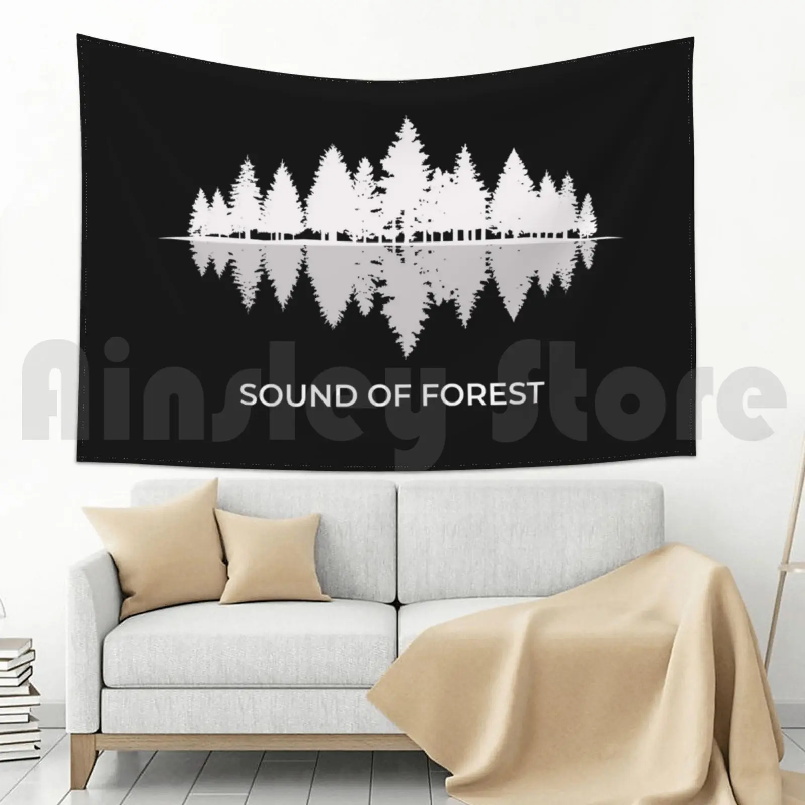 Настенный гобелен с изображением леса природный звук музыка цитаты голубые