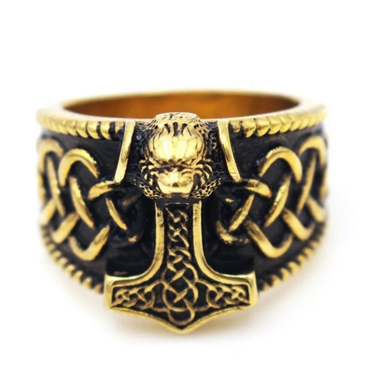 Мужское кольцо с головой волка из сплава Руна викингов амулет ювелирные изделия