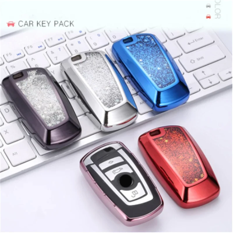 

Quicksand Car Key Case For BMW New 1 3 4 5 6 7 Series F10 F20 F30 Smart 3 Buttons Car Smart Key Case Cover Car Accessorie