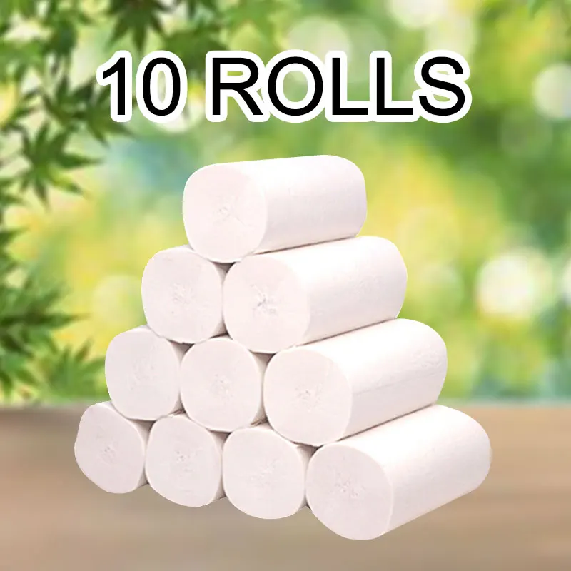 Рулонная упаковка из 10 бумажных туалетных рулонов для ванной туалетной бумаги