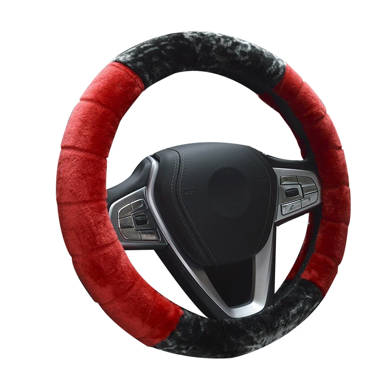 Чехол на руль автомобиля теплый зимний плюшевый чехол диаметр 38 см черный |