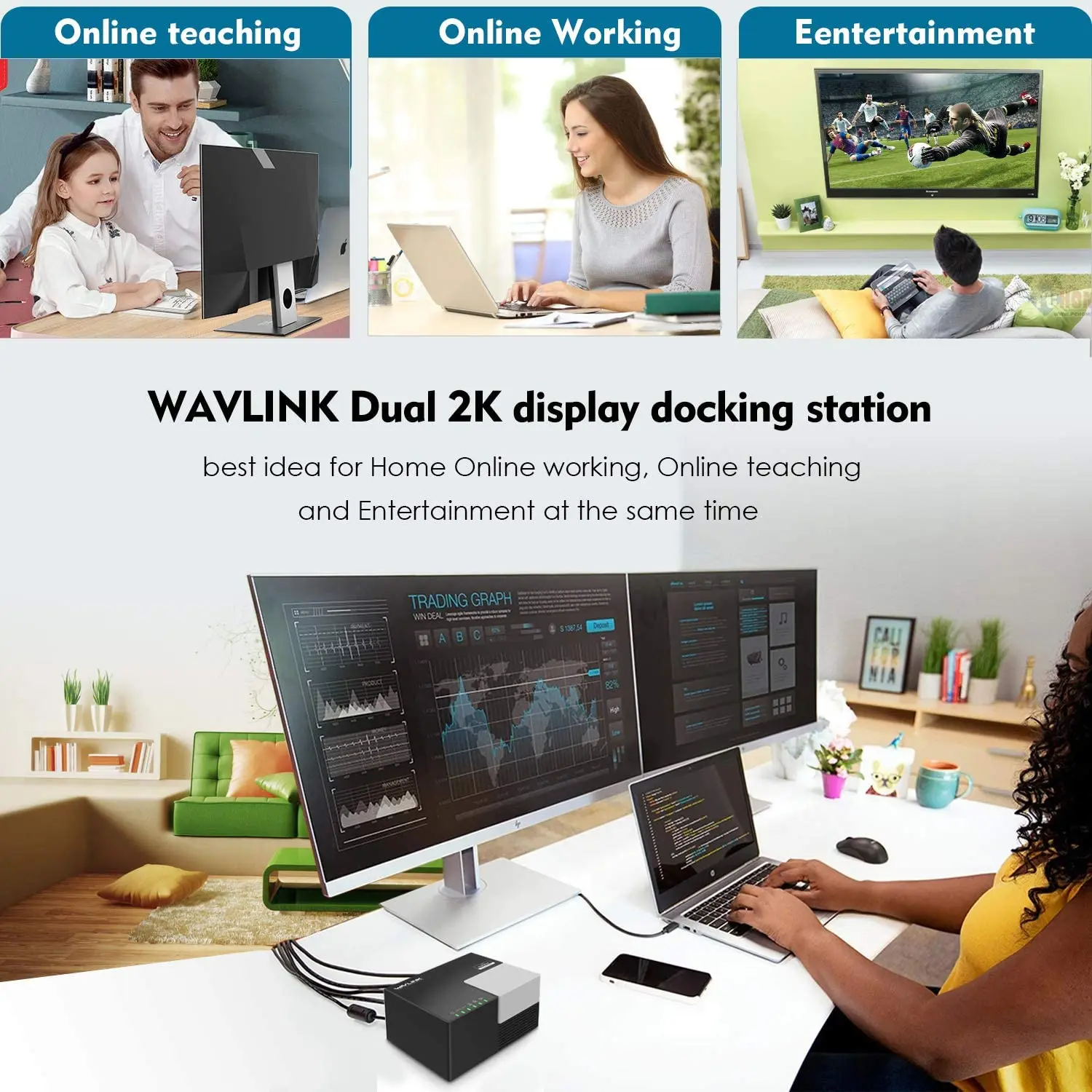Wavlink Универсальная док-станция USB 3 0 2 видео дисплей 1080P HDMI совместимый/DVI /VGA/Gigabit