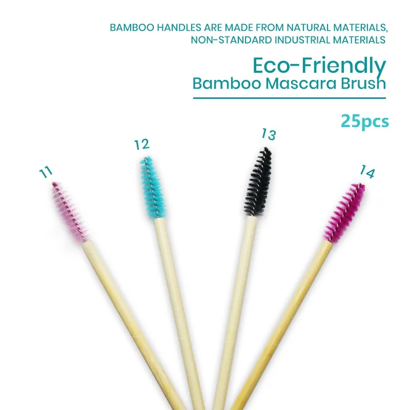Бамбуковая ручка для ресниц 25 шт. палочка макияжа щеточка наращивания тушь