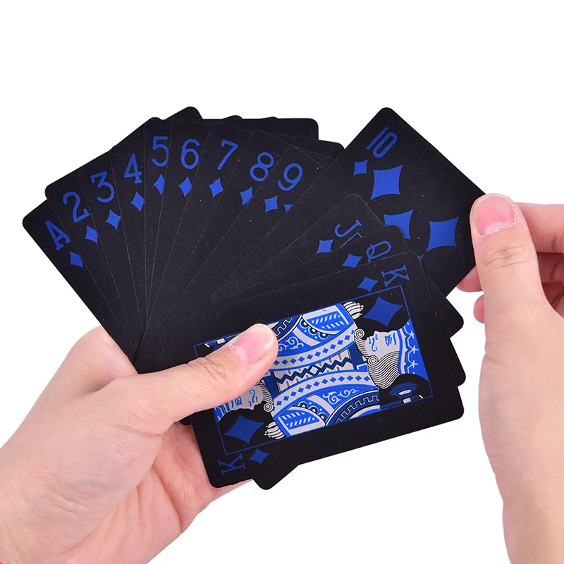 

Waterproof PVC Plastic Playing Cards Poker Black Playing Cards Board Game Quality Classic Magic Tricks Tool Magic Box-packed