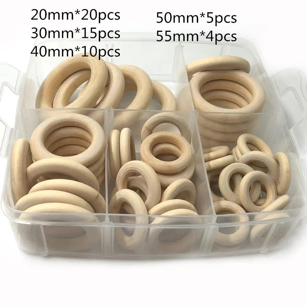 Набор бусин из натурального дерева геометрической формы сделай сам с коробкой