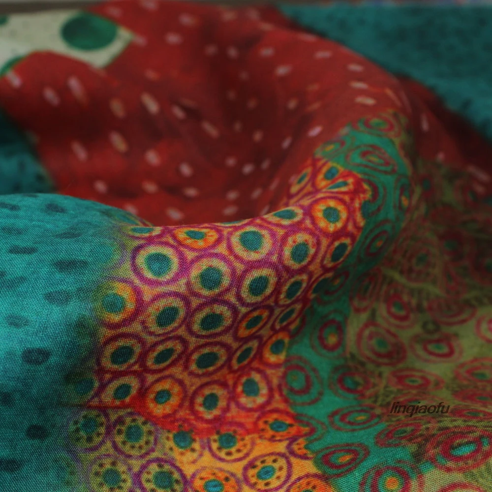 

Original design colorful large lattice water jade fine pure ramie garment fabric