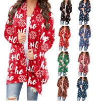autumn winter womens plus size clothing christmas print casual long sleeved cardigan s 3xl