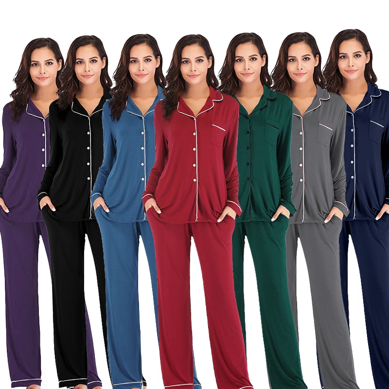 Одноцветное из модала Для женщин пижамный комплект мягкая и удобная обувь