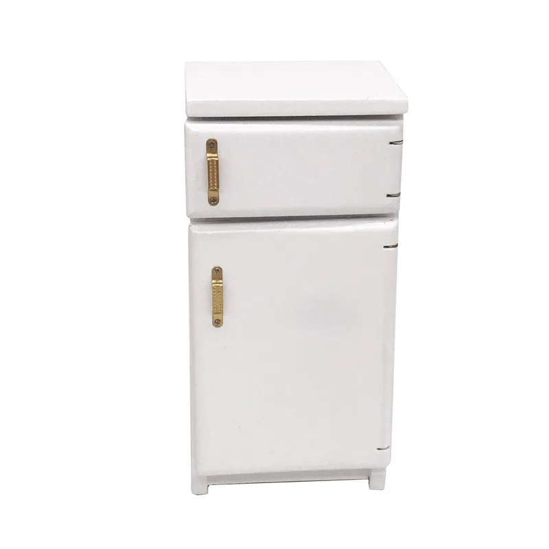 

Dollhouse Mini Furniture Accessories Miniature Model Kitchen Scene Wooden white refrigerator Toys or gifts for children