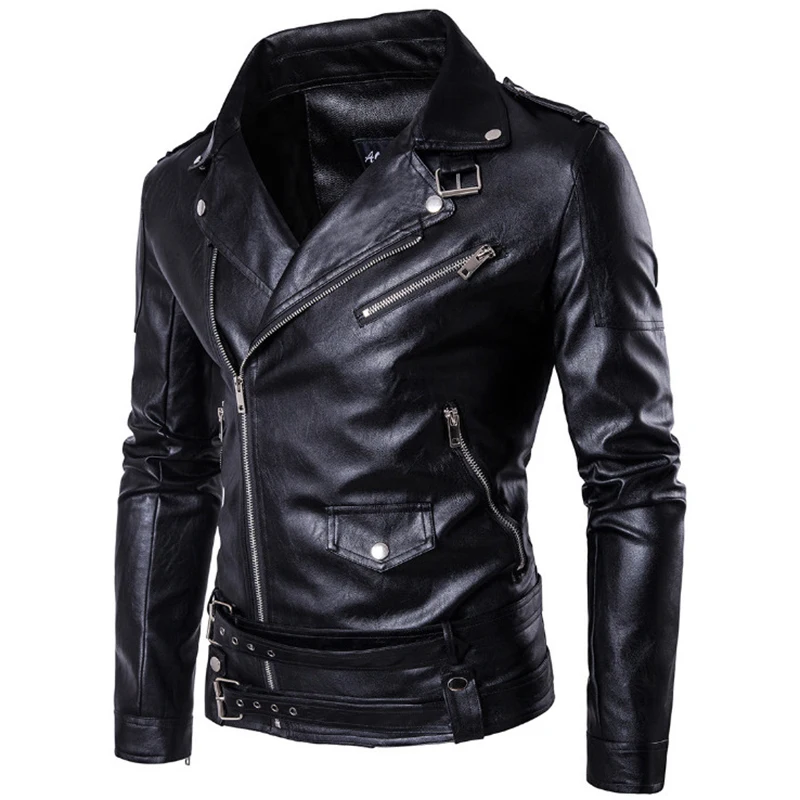 

New Motorcycle Pilot Leather Jacket Fashion Brand Men's Designer Punk Wind Oblique Zipper Design Men's Leather Jacket Coat