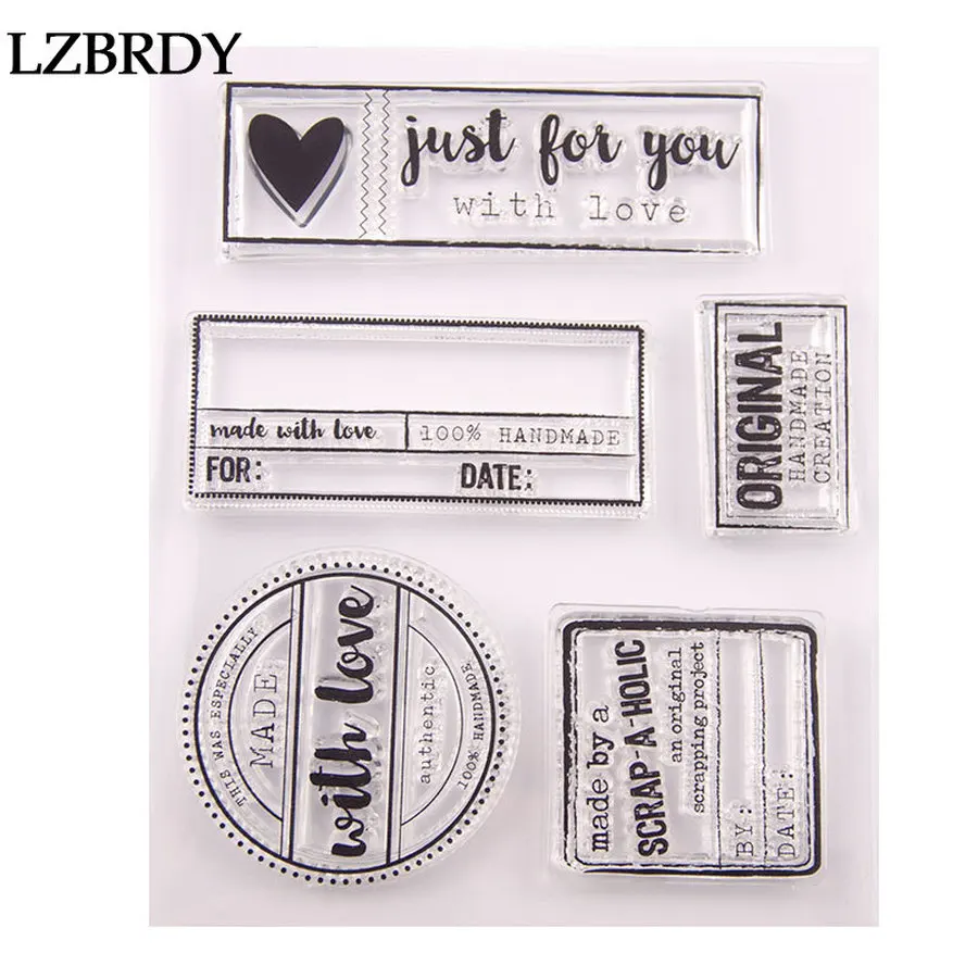 Rectangle Square Circle Text Box Just for You Letters Heart Clear Stamps Scrapbooking Card Making Valentine's Day | Дом и сад