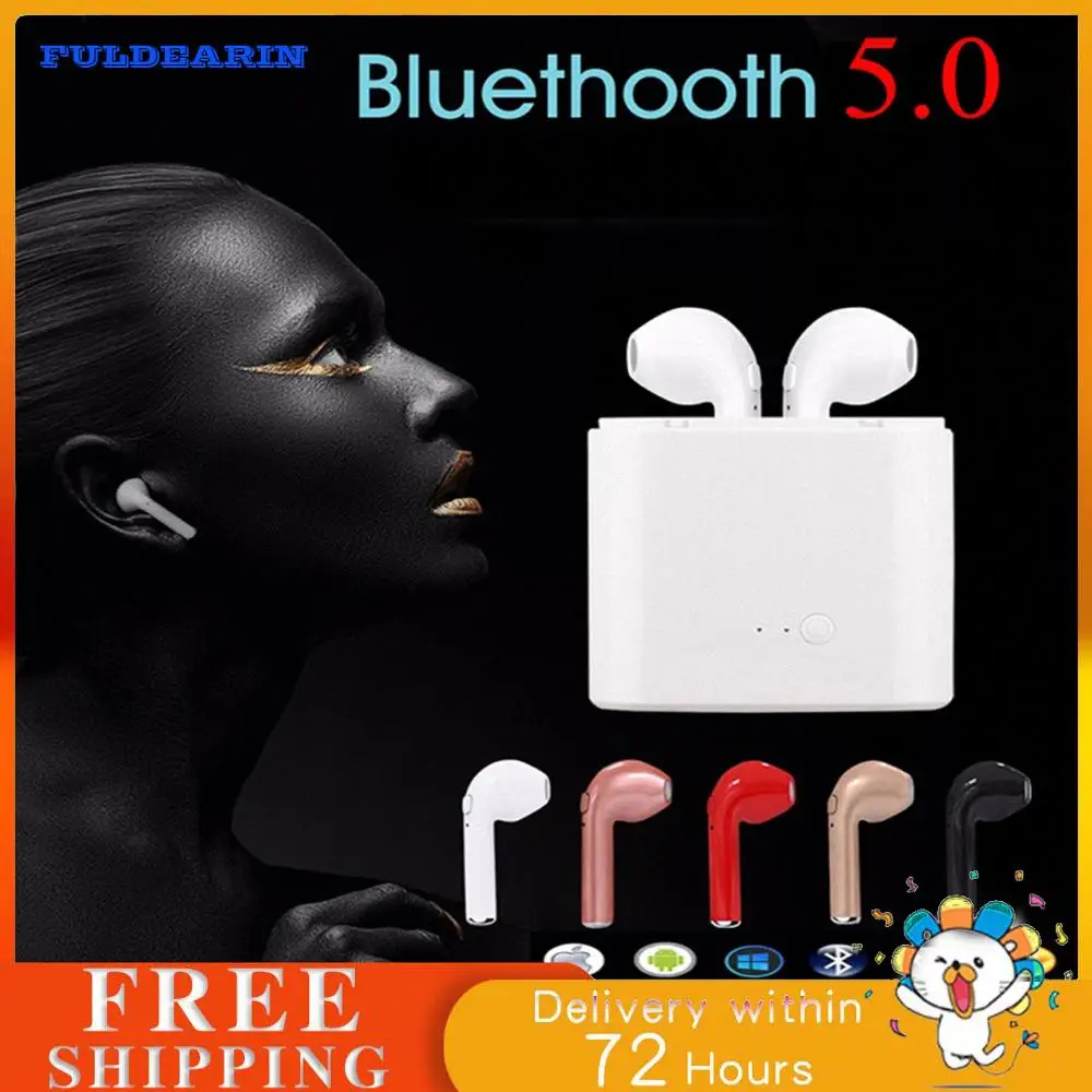 I7 Bluetooth i7S Mini Eaephones Dual Ear Беспроводная стерео зарядка база анти потеря веревка