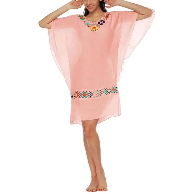 Один размер пляжный шифоновый халат карамельные цвета крафтовое платье шаль для