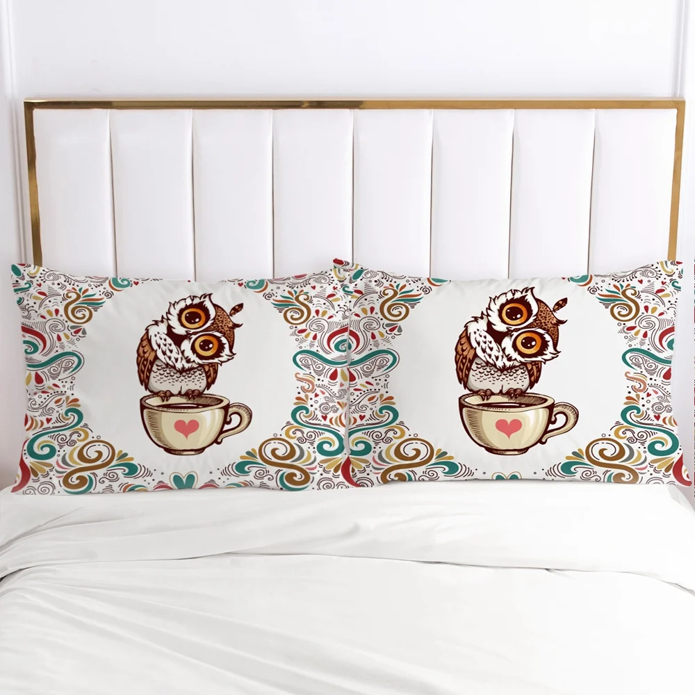 

2 PCS Pillowcase 45x45/50x75/65x65/70x70/80x80,3D HD Pillow Case Custom,Decorative Pillow Cover Bedding Cartoon Owl,drop ship