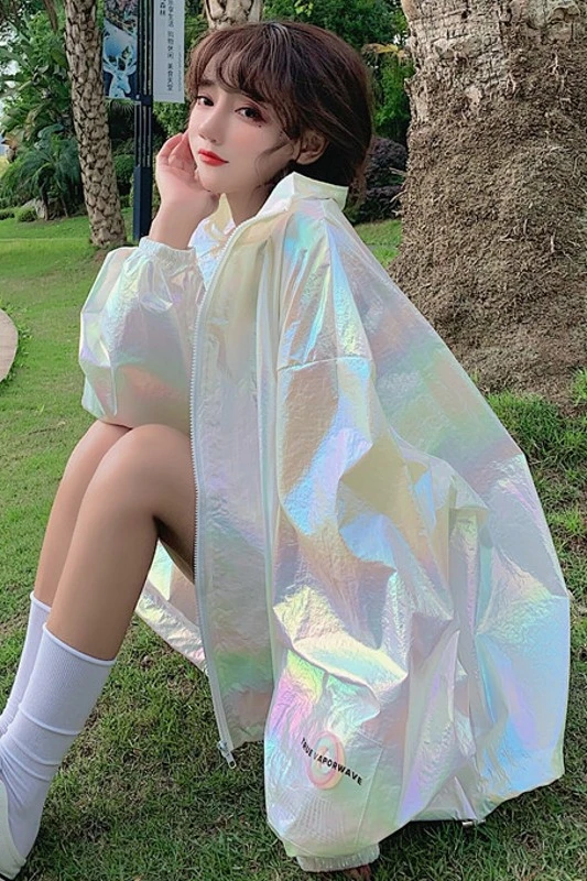 

Jacket 2021 new women's clothing spring laser Korean version of loose thin sunscreen clothing all-match ins tide