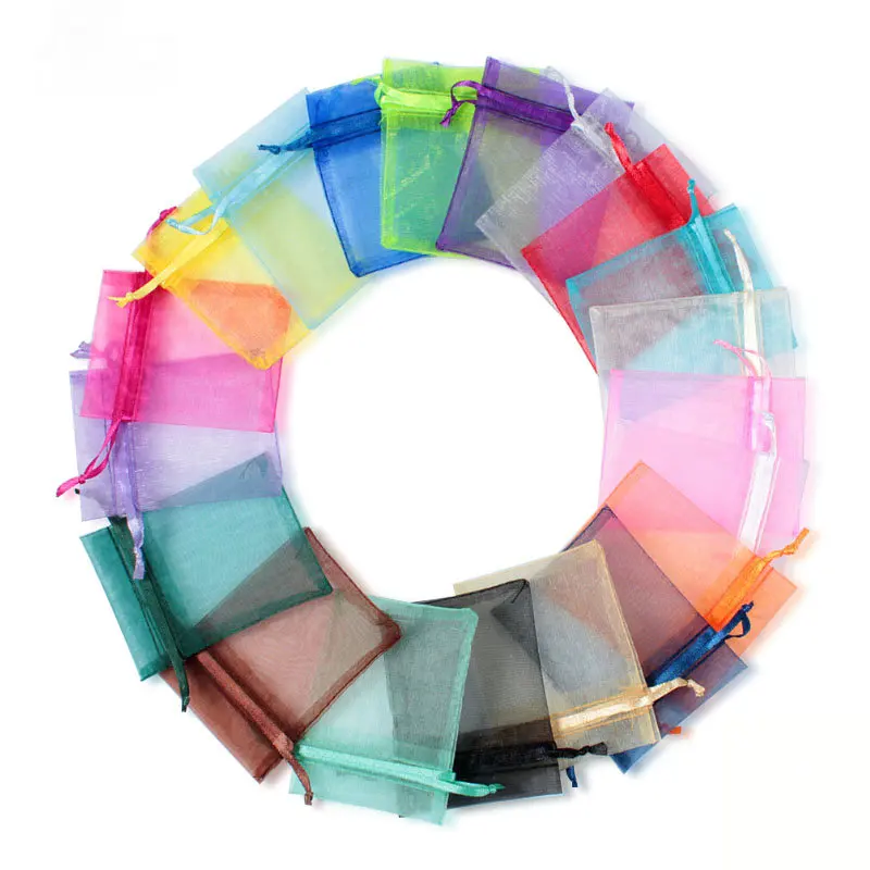 

100pcs/lot Organza Bag 5*7cm,7*9cm,9x12cm Christmas Wedding Bag Candy Bags Gift Pouches Jewelry Packaging Display 23 Colors