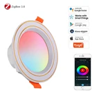 Светодиодный точечный светильник ZigBee Tuya, умная жизнь, затемнение, точечная лампа 2700-6500K 10 Вт, Изменение RGB, теплый холодный свет, работа с Alexa Google Home
