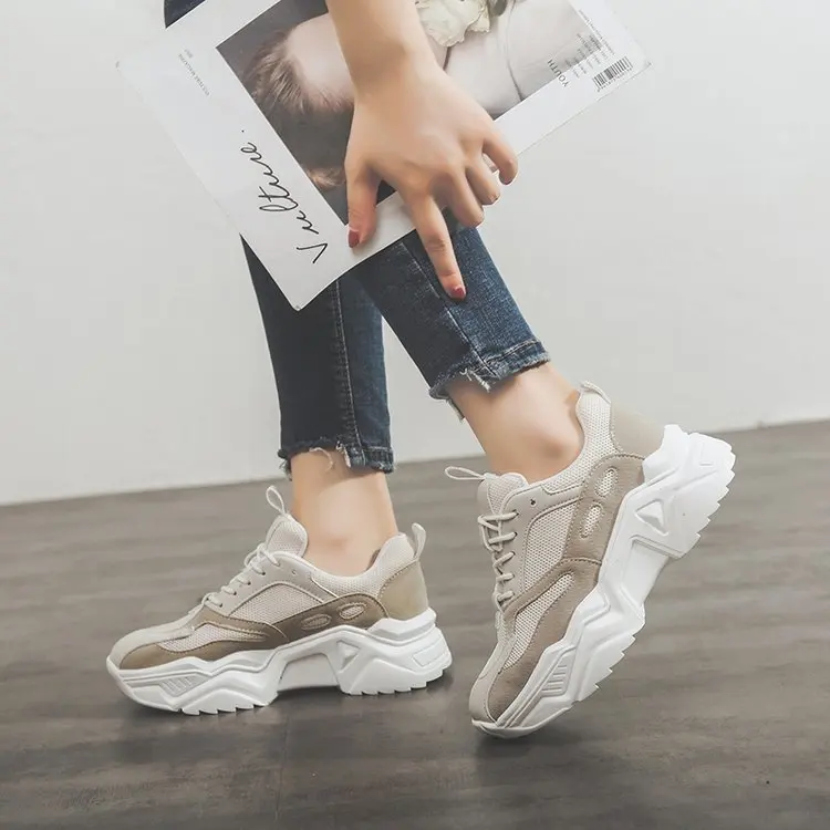 Pantshoes удобные дышащие сетчатые тренажеры, не сужающиеся книзу женские Сникеры на платформе 5 см Повседневная Женская прогулочная обувь