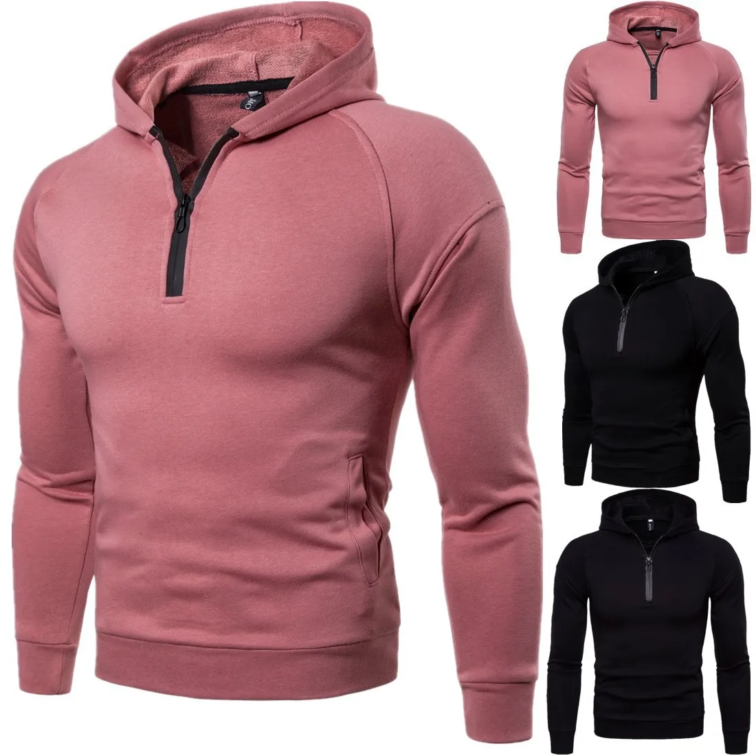 

Men's jacket stand-up collar casual jacket solid color hooded pullover coat jackets for men mens fashion clothing trends