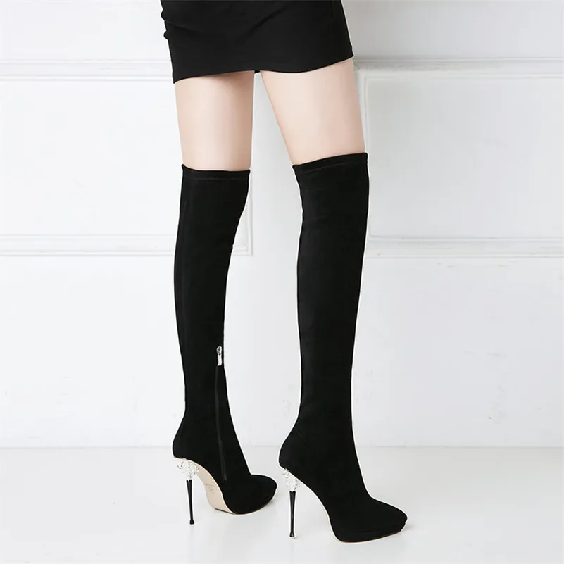Meotina/зимние сапоги до бедра Женские пикантные облегающие выше колена на тонком