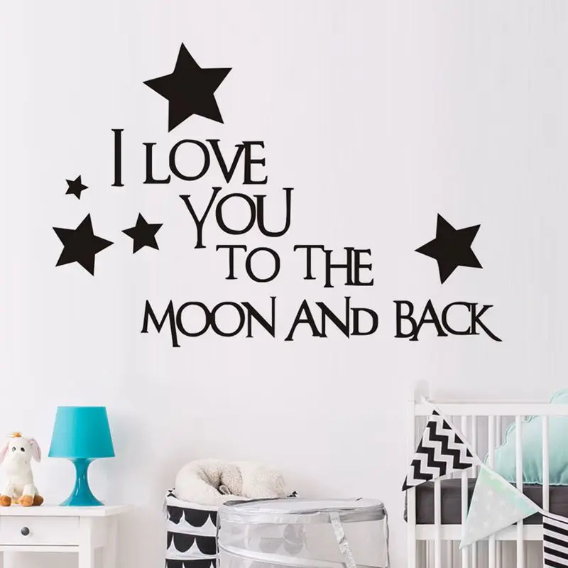 

Наклейка на стену с надписью «Я люблю тебя до Луны и звезд», виниловая декоративная наклейка на стену для спальни, гостиной, фоновая роспись