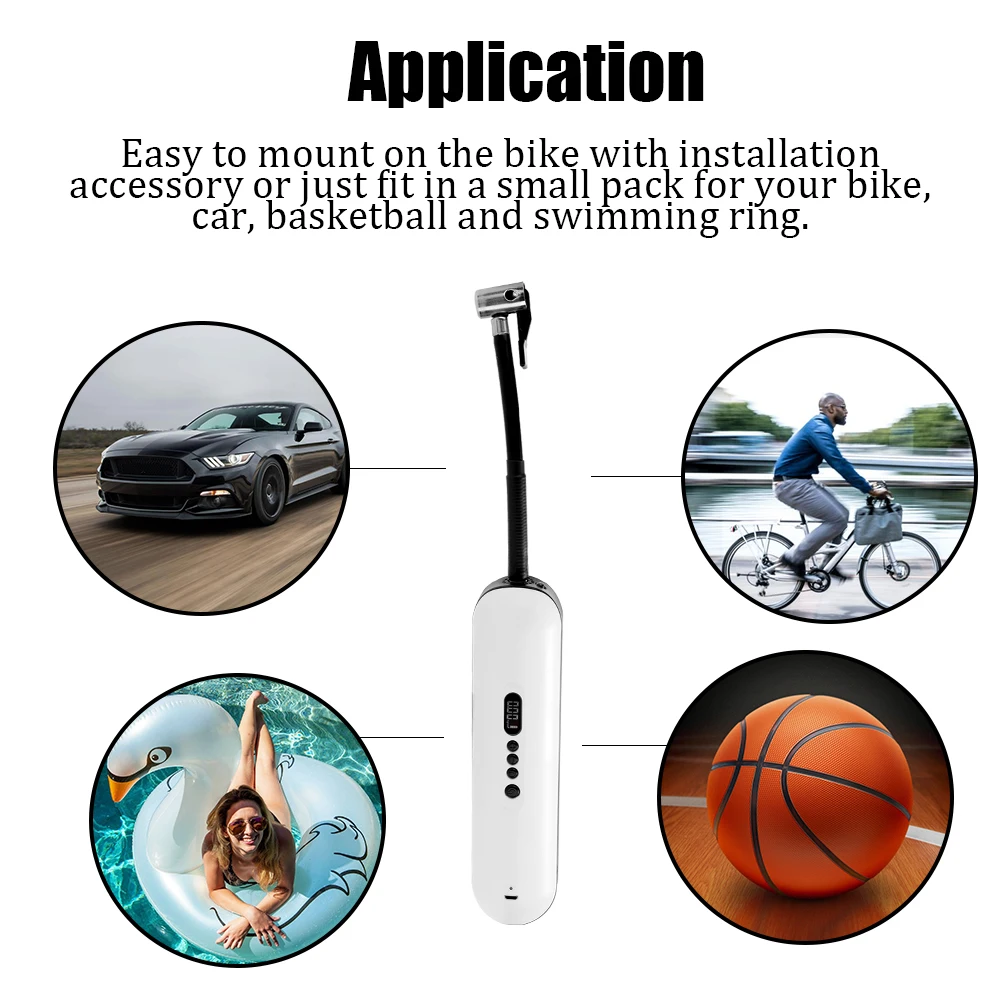 

Rechargeable Cordless Car Tire Pump Bike Electric Inflator Bicycles Cycle Air Pressure Pump Intelligent Football Ball Inflator