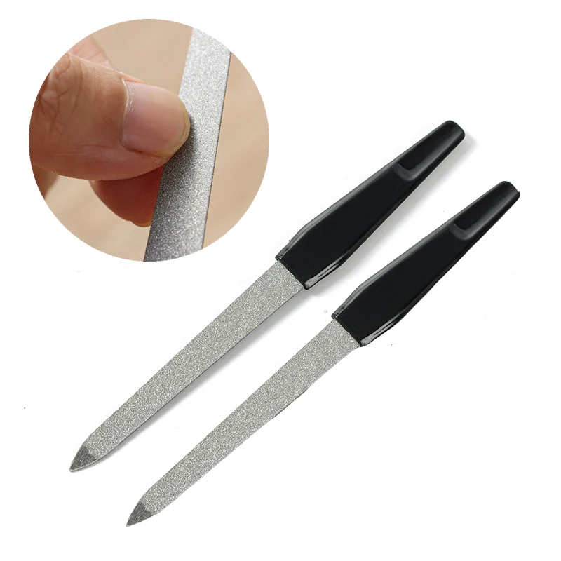 

5 шт., двусторонняя металлическая пилка для ногтей, с черной ручкой