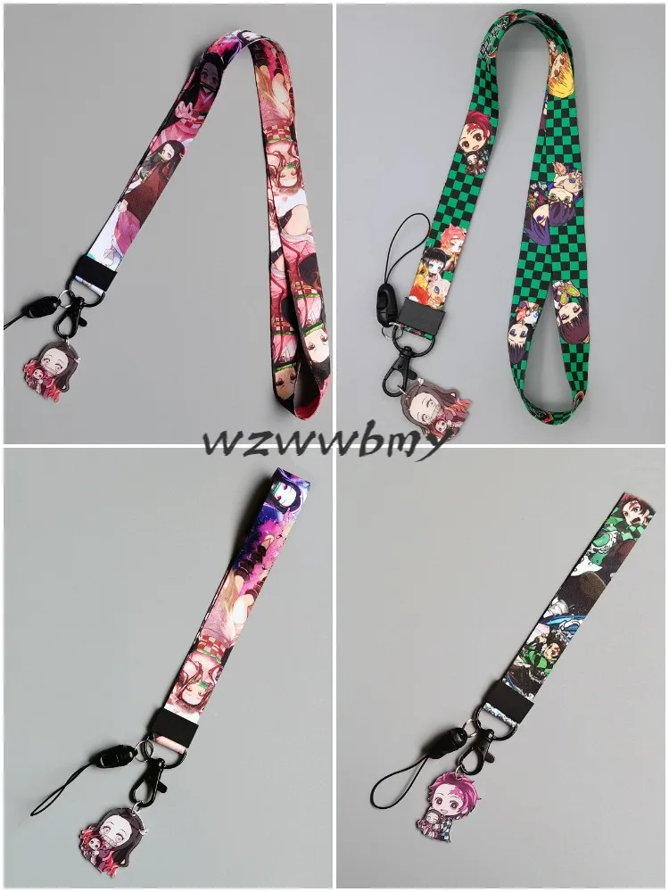 

New Demon Slayer Lanyards Anime Neck Strap Phone Keys ID Card Holder Lanyard for Key Ring DIY Hanging Rope Lanyards Key chain