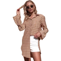 european american new fashion womens clothing summer hot sells sexy trumpet sleeves loose striped irregular shirt