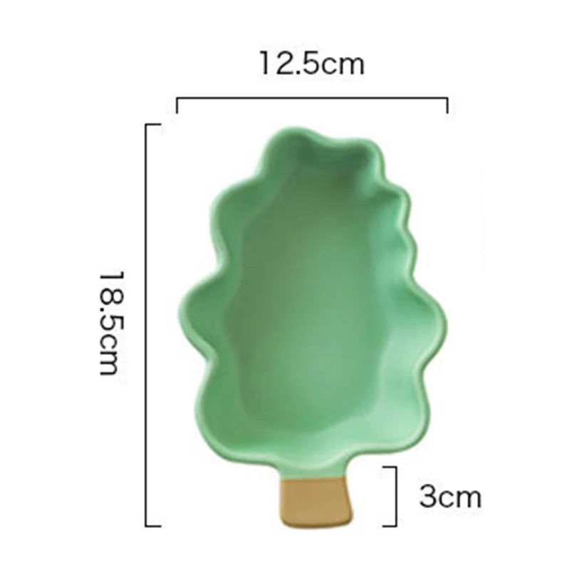 

Nordic Style Ceramic Fruit Salad Bowl Dessert Plate Christmas Tree Shape Baking Tray Breakfast Snack Bowl with Handle Tablewear