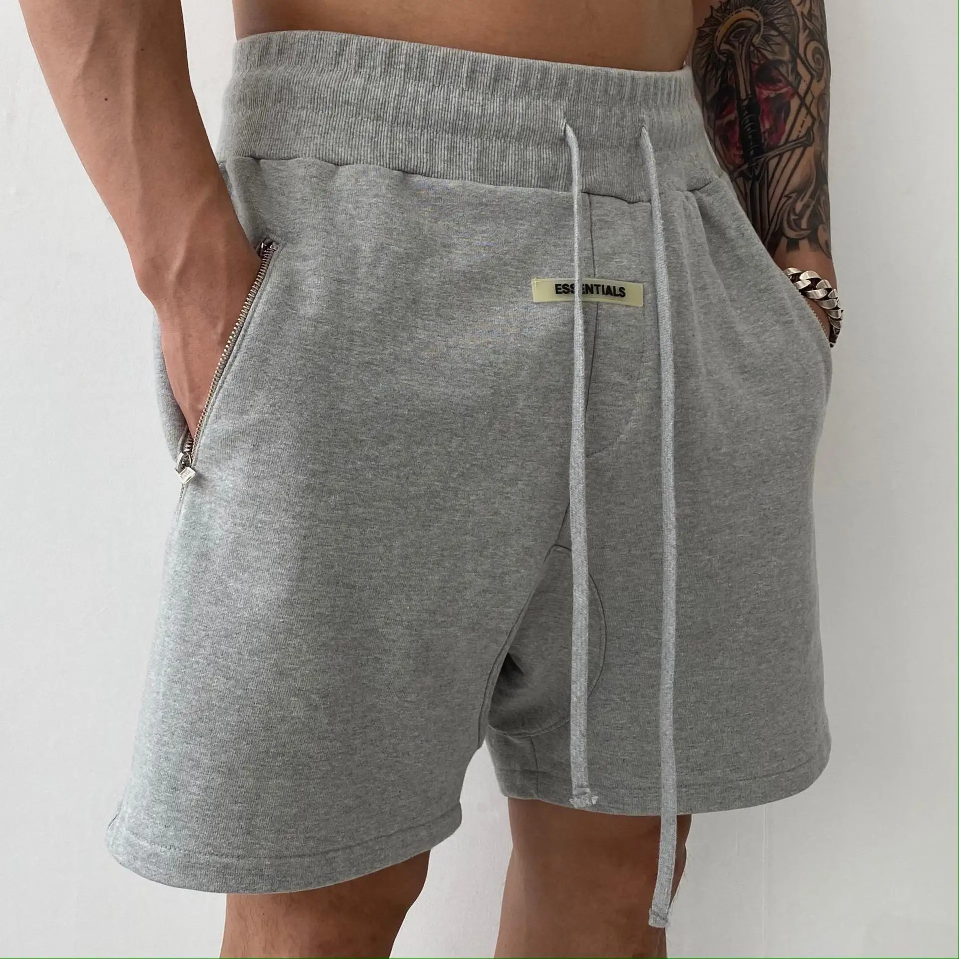 

short homme off white Men's shorts men Shorts pants man summer mid regular casual cotton pockets loose elastic waist drawstring