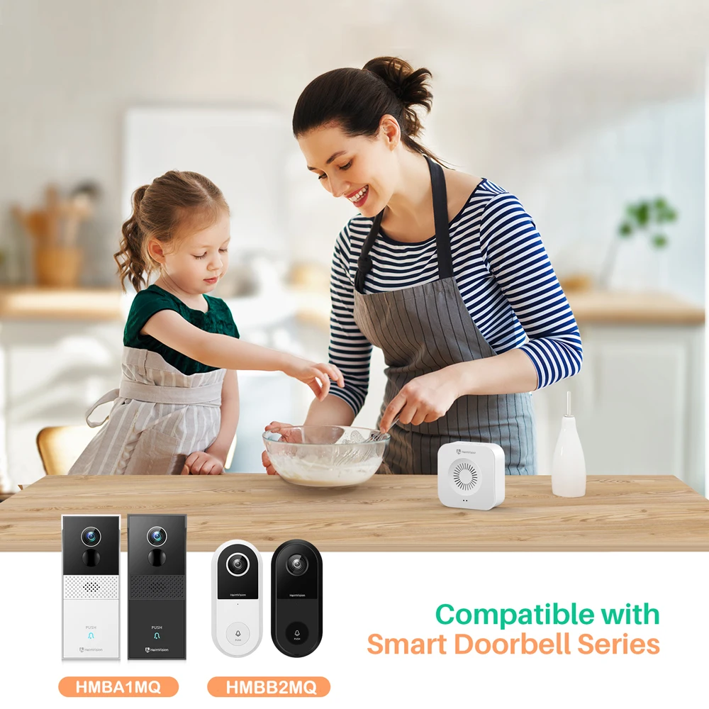 door intercom with camera HeimVision Wireless Doorbell Chime AA Battery-Powered 4-Level Volume 4 Ringtones Compatiable  Doorbell Series HMB1 and Greets C1 door phone system