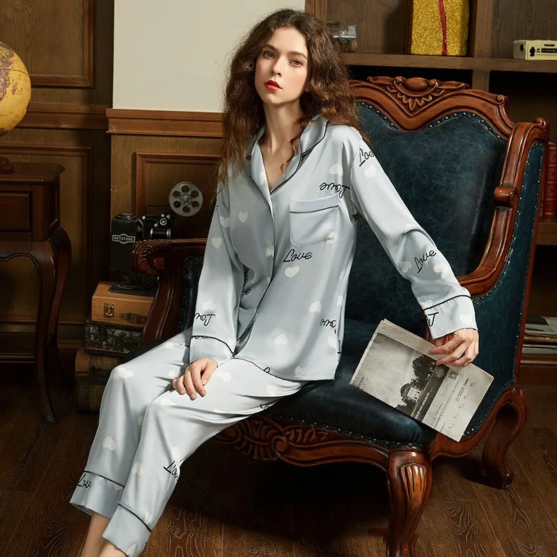 Женский Пижамный костюм из 2 предметов с принтом сердечек повседневная одежда