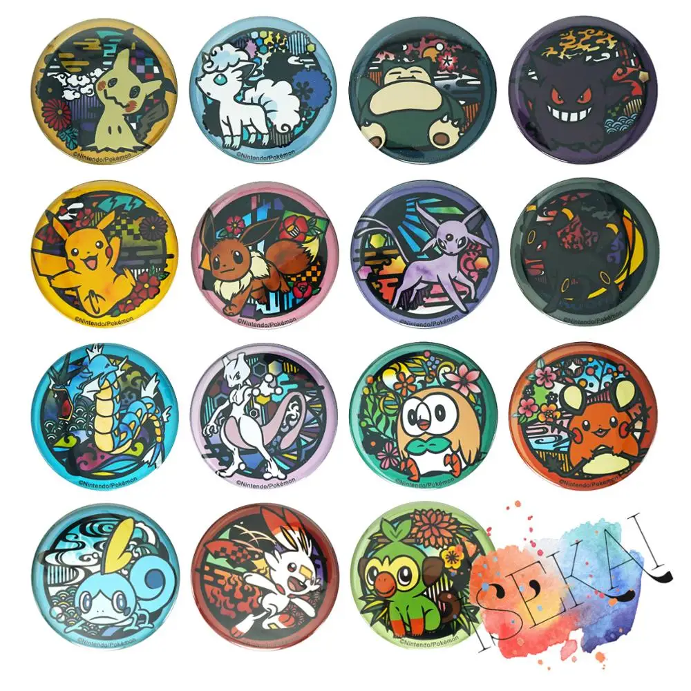 Pocket Monster аниме Mimikyu Volpix Snorlax Gengar Pikachu Eevee Espeon Umbreon Gyarados Mewtwo Rowlet металлический значок брошь на булавке