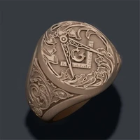 new trendy ag freemasonry pattern ring mens ring fashion metal gold plated freemasonry ring accessories party jewelry