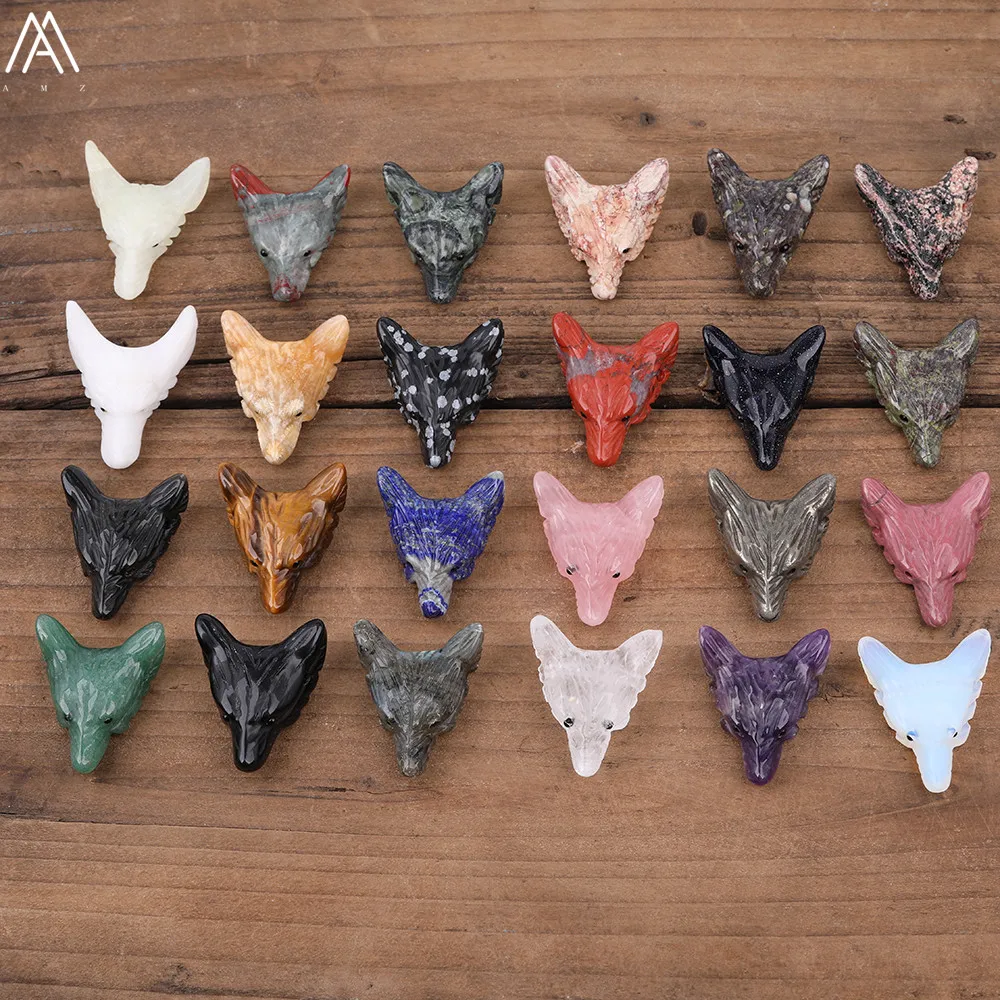 3 шт./лот ожерелье с подвеской в виде головы волка из натурального кварца