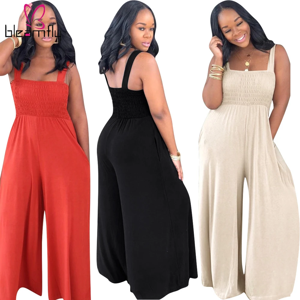 2019 Женский Летний Новый комбинезон на бретельках без рукавов Свободный с