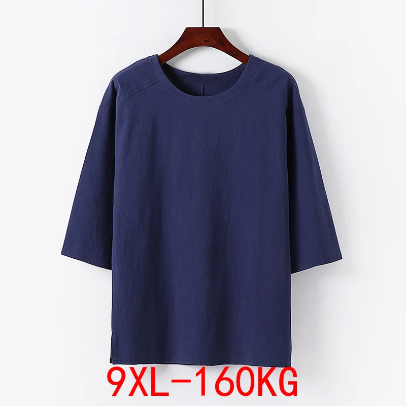 

Summer Plus size 7XL 8XL 9XL Men Short Sleeve cotton linen T-shirt Chinese style oversize vintage tang suit tshirt tops tees 52