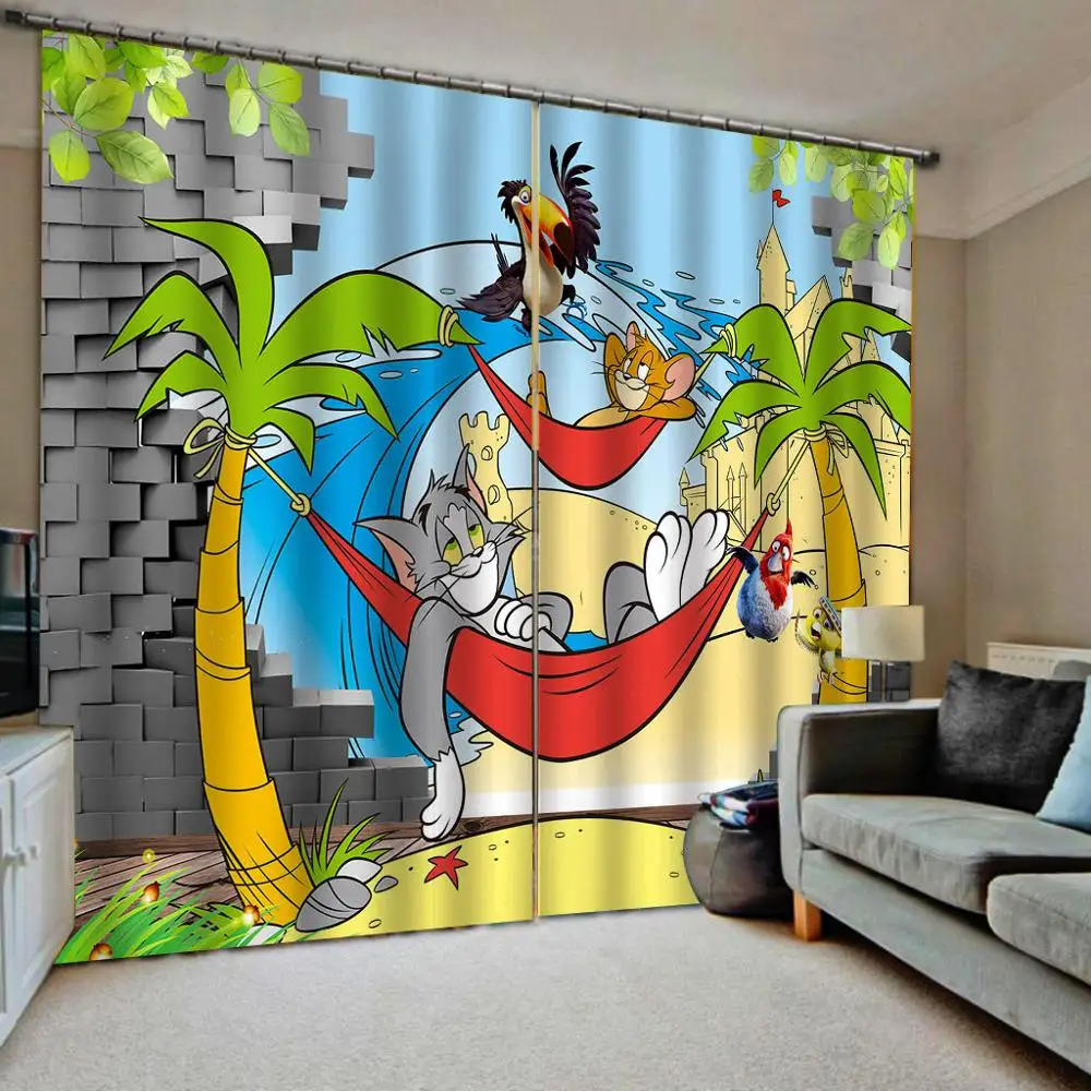 

3D Blackout Curtain Modern Fashion Children's Room Curtain Cartoon Custom Kitchen Door Drapes Cortinas