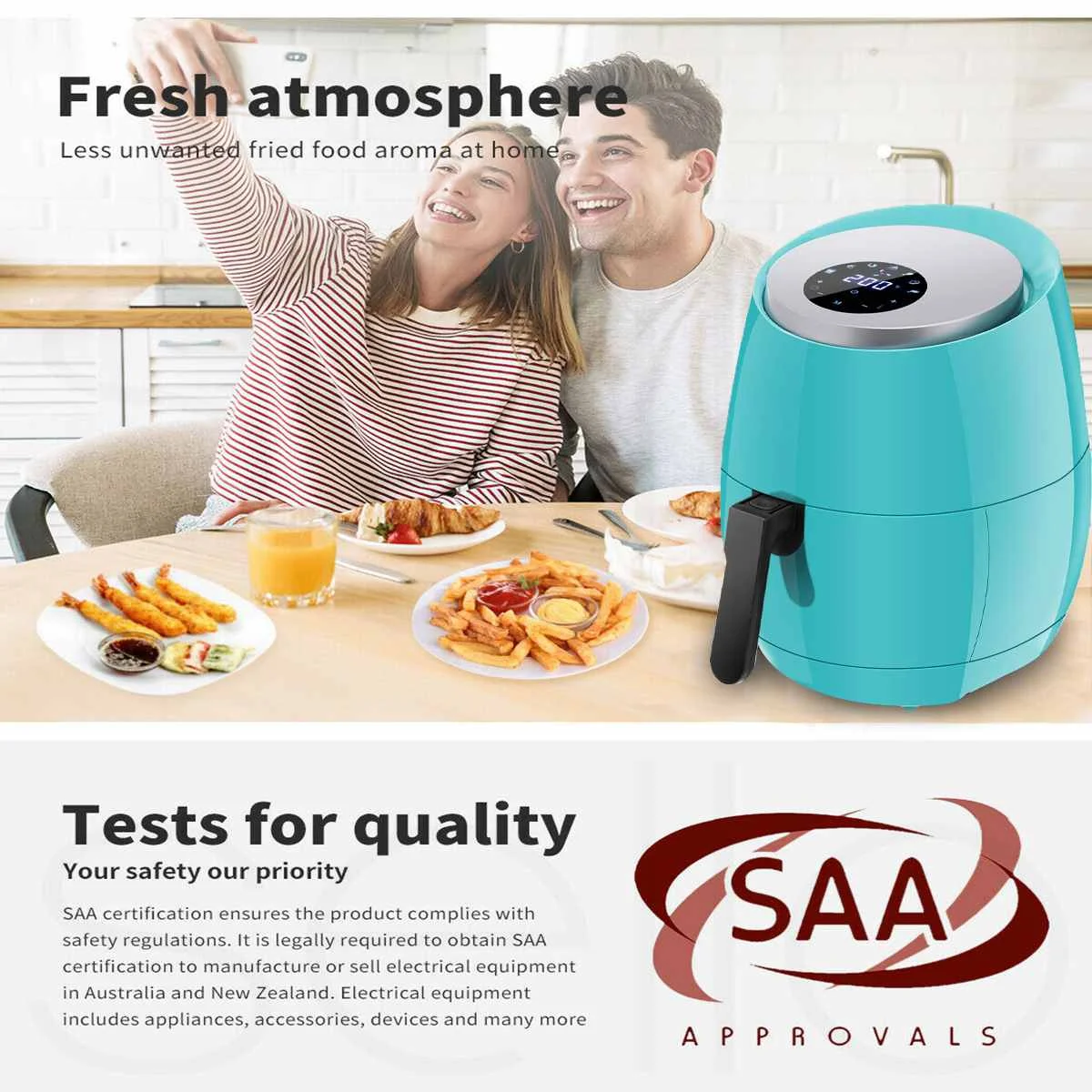 

1400W Air Fryer Without Oil 5.2L Air Fryer Digital Touch Screen Thermostat Temperature Control Electric Deep Airfryer Oil free