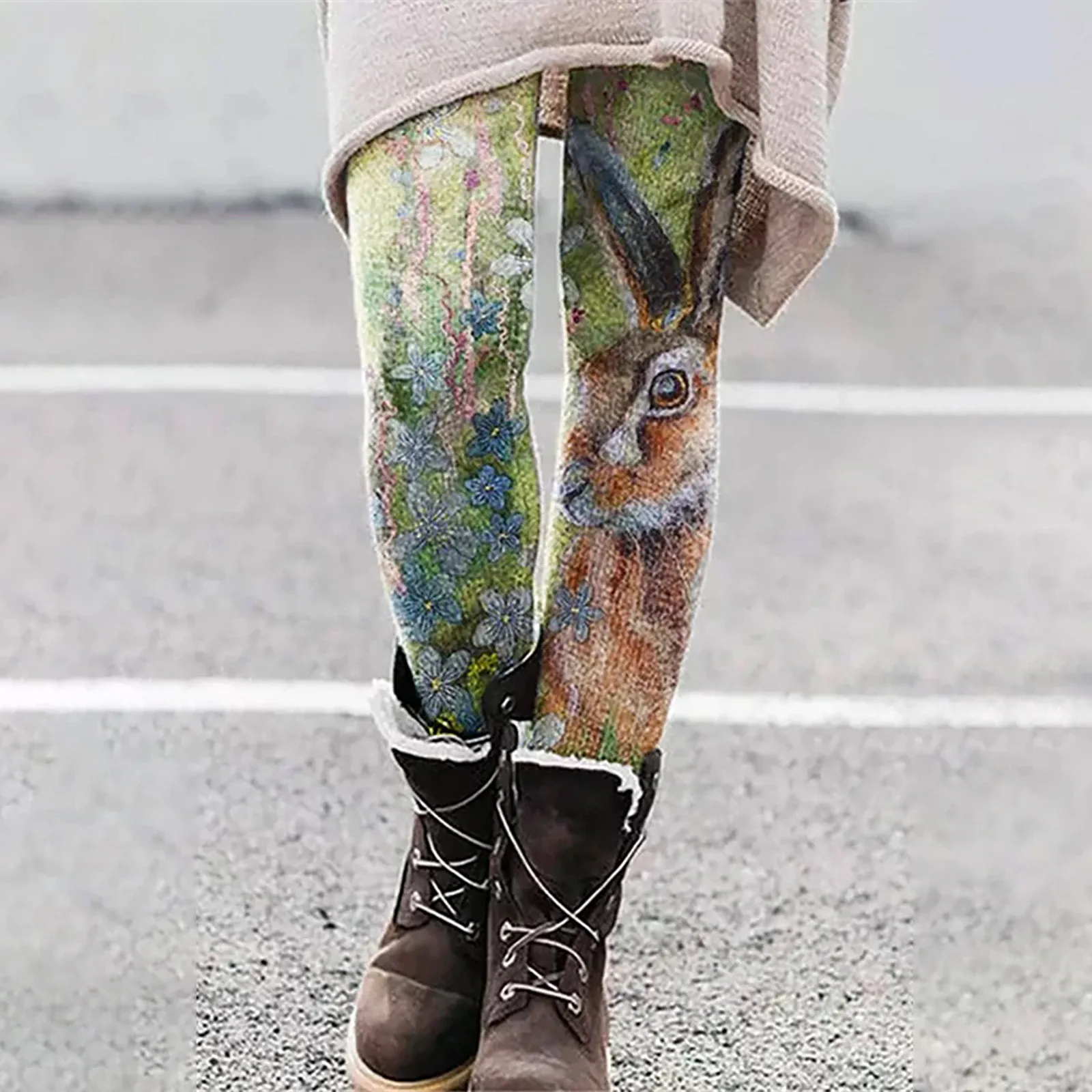 High Waist Leggings Women Animal Printed Elastic All-match Slim Casual Long Boot Pants Leggings Harajuku Casual Trousers