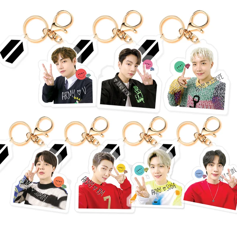 

1 шт. Kpop оптовая продажа Bangtan Boys акриловый брелок новый акриловый брелок для ключей аксессуары для сумок JIMIN JIN SUGA J-HOPE V Fans