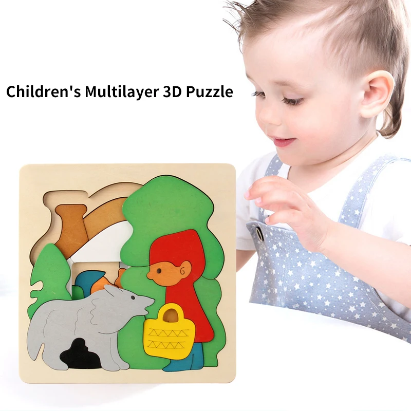 

3D Wooden Puzzle Multilayer Jigsaw Children Intelligent Toy Multiple Layer Jigsaw Early Educational Leaning Toy Child Kids Gift