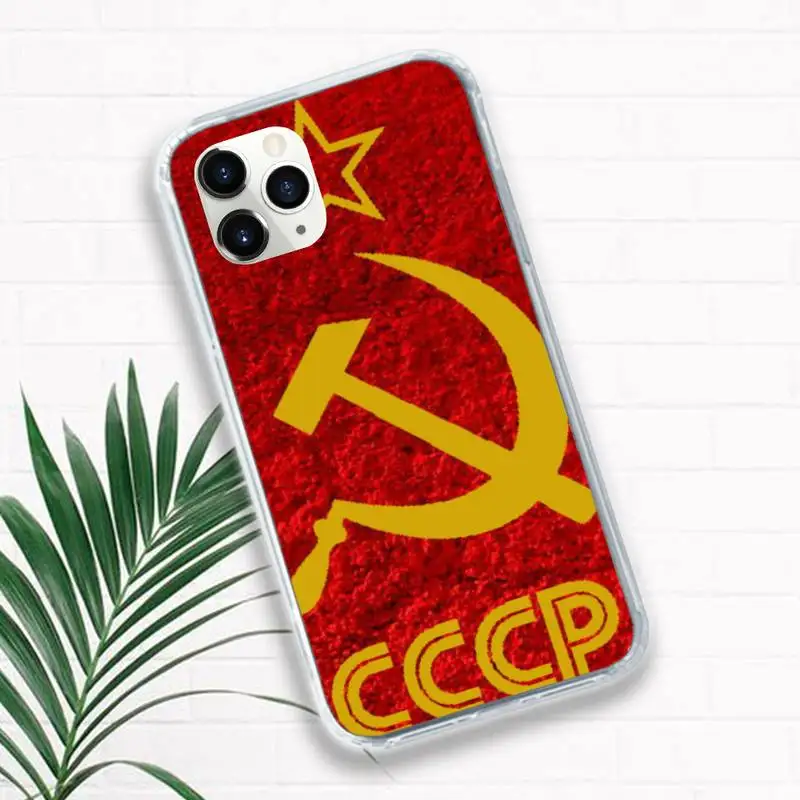 

Soviet Union USSR Flag Phone Case Transparent for iPhone 11 12 mini pro XS MAX 8 7 6 6S Plus X 5S SE 2020 XR