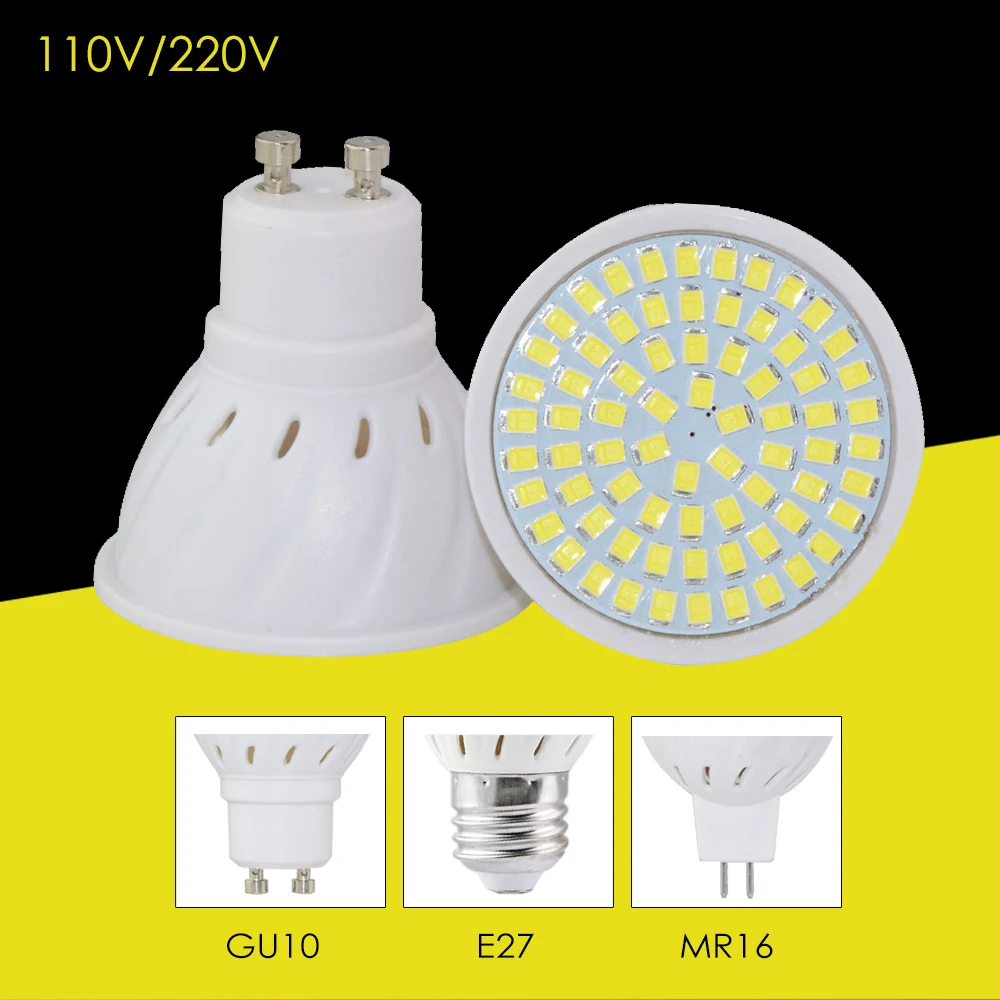 GU10 LED E27 Лампа прожектор лампа 36 54 72leds lampara 220V GU 10 bombillas led MR16 лампада точечное